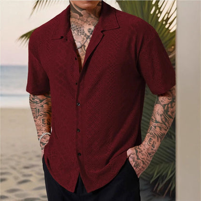 Hollow-Out Jacquard Casual Shirt