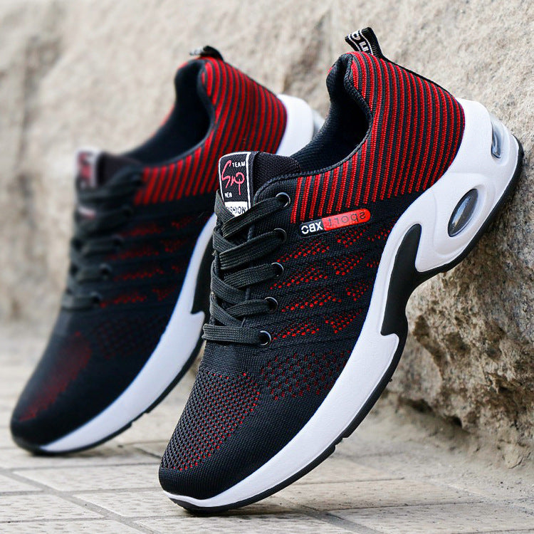 Mesh Striped Design Lace-up Sneakers