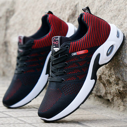Mesh Striped Design Lace-up Sneakers
