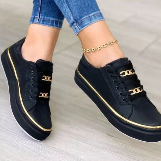 Thick Bottom Chain Flats Shoes