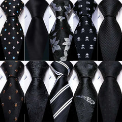 Business Black Silk Necktie Paisley Ties For Men