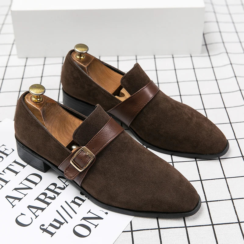 Suede Leather Designer Fashion Men's Buckle Dress Male Flats Wedding Driving Party Loafers Casual Office Shoes for Men Footwear