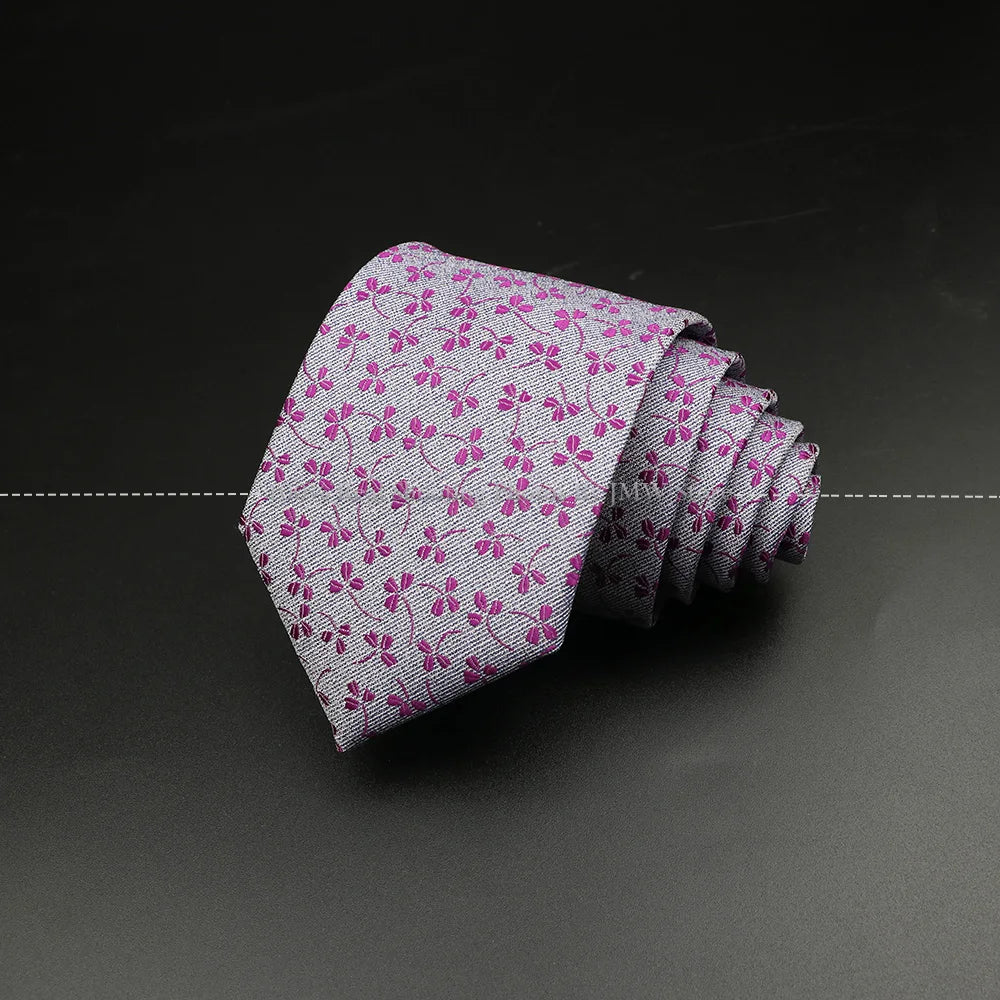 New Design Wedding Men Tie Grey Solid Striped Paisley Flower Neckties Men Business Dropshipping Groom Collar Accessories Gift