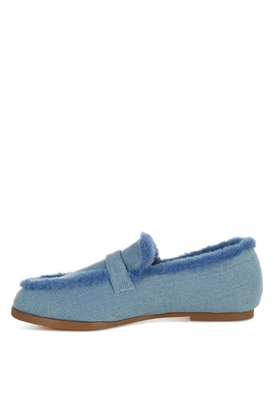 Nivena Fur Detail Denim Loafers