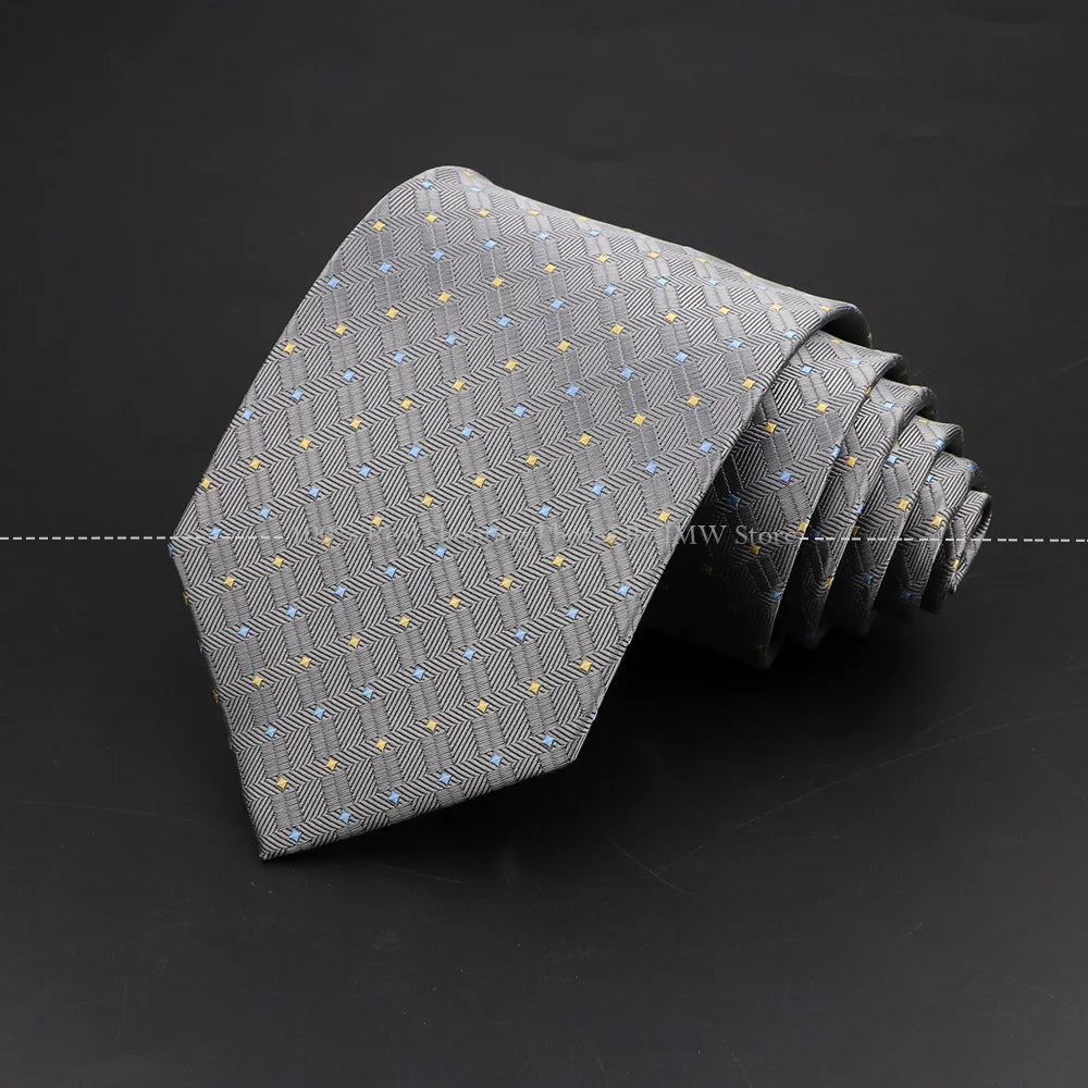 New Design Wedding Men Tie Grey Solid Striped Paisley Flower Neckties Men Business Dropshipping Groom Collar Accessories Gift