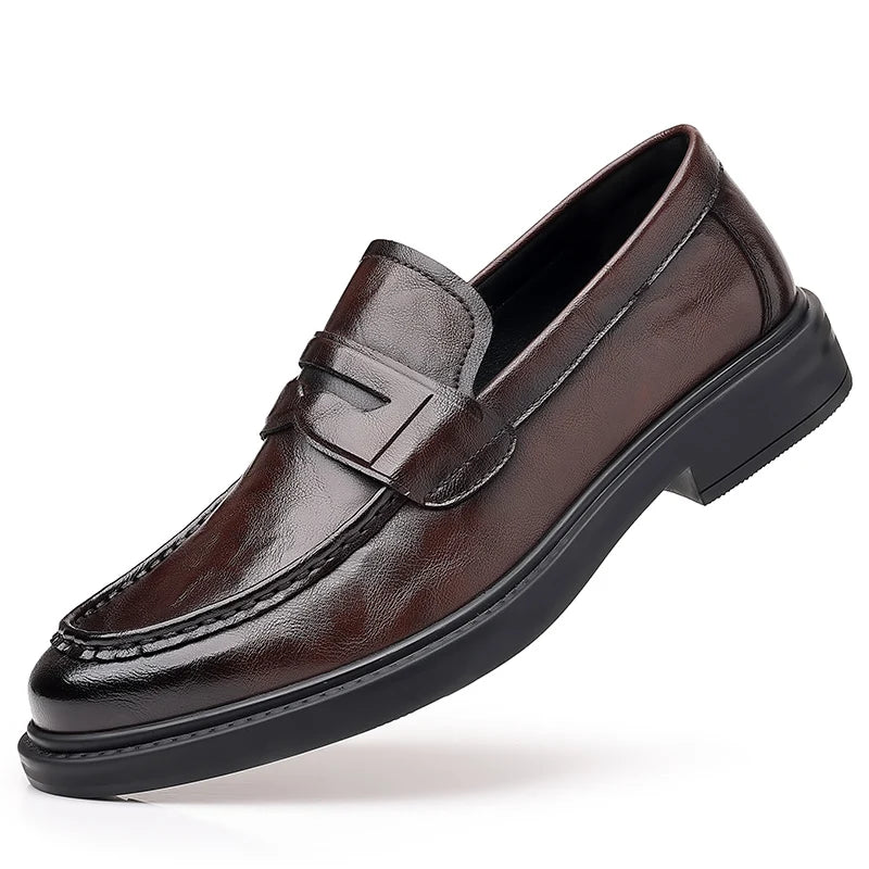 Italian High-end Leather Slip-on Shoes Mens Business Dress Square Toe British Slip-On Formal Casual Loafer Oxford Shoes Wedding