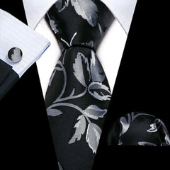 Business Black Silk Necktie Paisley Ties For Men