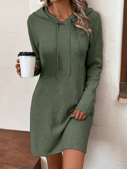 Long Sleeve Knit Hooded Dress