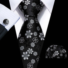 Business Black Silk Necktie Paisley Ties For Men