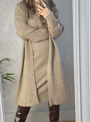 v-neck-cami-dress-and-open-front-cardigan-sweater-set