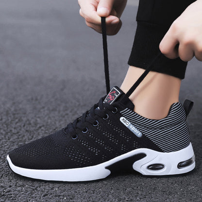 Mesh Striped Design Lace-up Sneakers