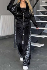 full-size-collared-neck-leopard-zip-up-top