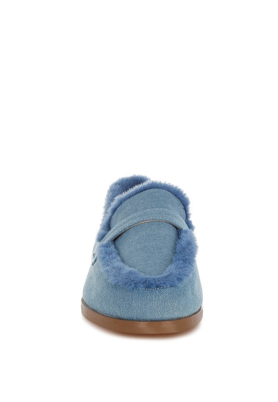 Nivena Fur Detail Denim Loafers