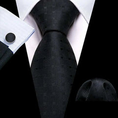 Business Black Silk Necktie Paisley Ties For Men