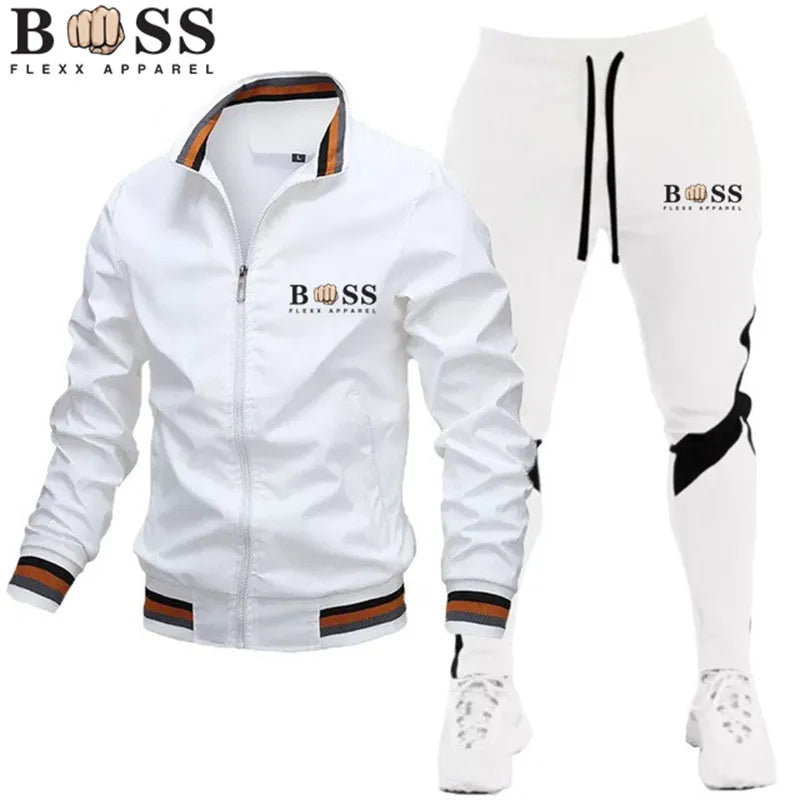 BSS FLEXX APPAREL 2024 Mens Tracksuits Men Sets Sweatshirt+sweatpants Tracksuit Zipper Stand Collar Sports Suit Jogging Fitness