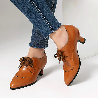 Pointed-Toe Chunky-Heel Shoes