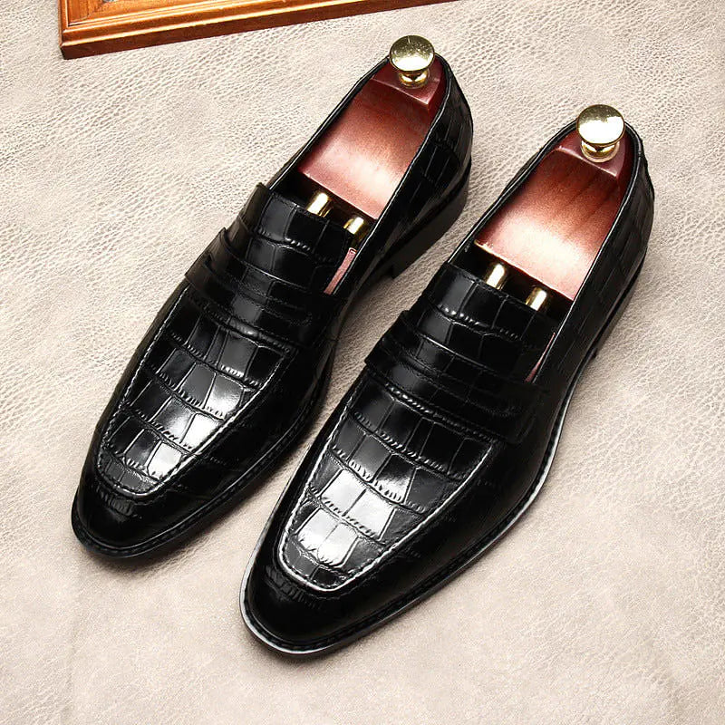 Elegant leather alligator print Loafers (Crocodile pattern)