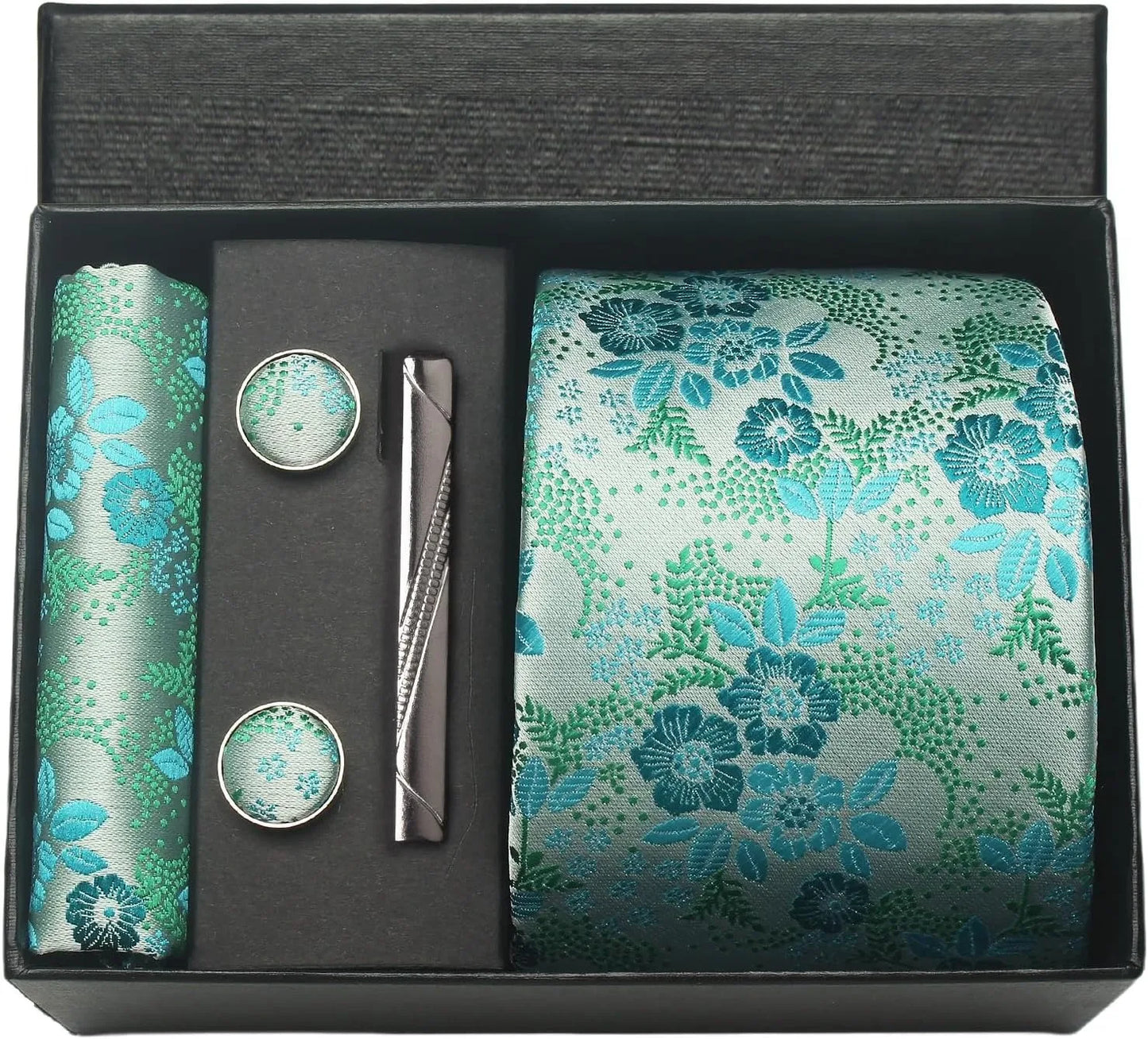 100% Silk Necktie Paisley Floral Mens Tie Top Quality Business Tie Pocket Square Tie Clip Cufflinks Set Classic For Men Gift Box