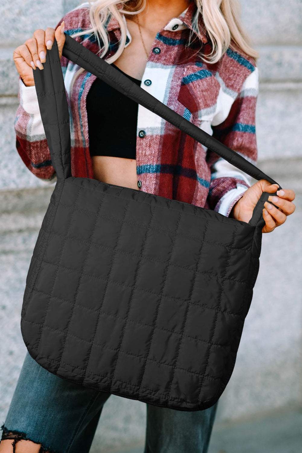 Zipper Large Shoulder Bag