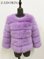 ZADORIN S-6XL Mink Coat Winter Black White Faux Fur Coat Woman Elegant Fluffy Faux Fur Jacket Top Short Fur Coats Woman Clothing