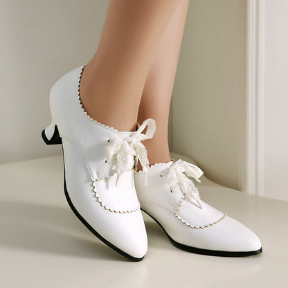 Pointed-Toe Chunky-Heel Shoes