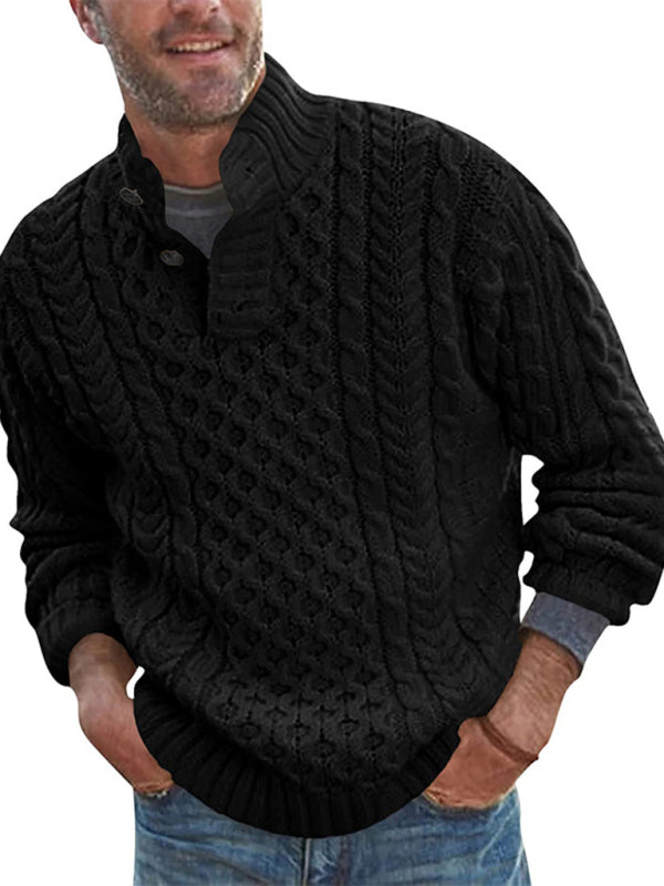 Men's Solid Color Half Turtle Collar Slim Fit Long Sleeve Knitted Sweater