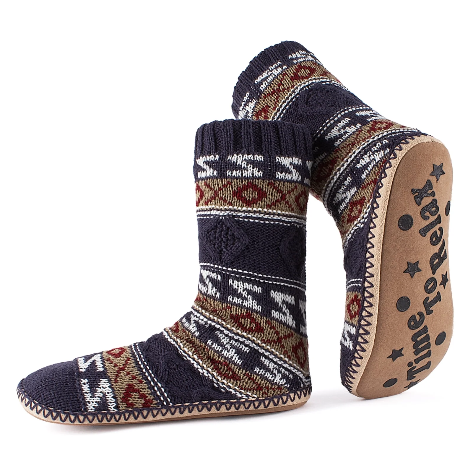 Men'S Slipper Socks Fleece Lined Non-Slip Soles, Winter Soft Thick Cozy Indoor Home Boots Anti-Skid Gripper Bottoms, Warm Fuzzy House Shoes, Christmas Gifts for Dad Grandpa Boyfriend, Size 12-13