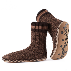 Men'S Slipper Socks Fleece Lined Non-Slip Soles, Winter Soft Thick Cozy Indoor Home Boots Anti-Skid Gripper Bottoms, Warm Fuzzy House Shoes, Christmas Gifts for Dad Grandpa Boyfriend, Size 12-13