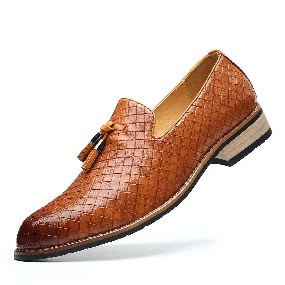 Vintage Patterned Vegan Leather Loafers for Men