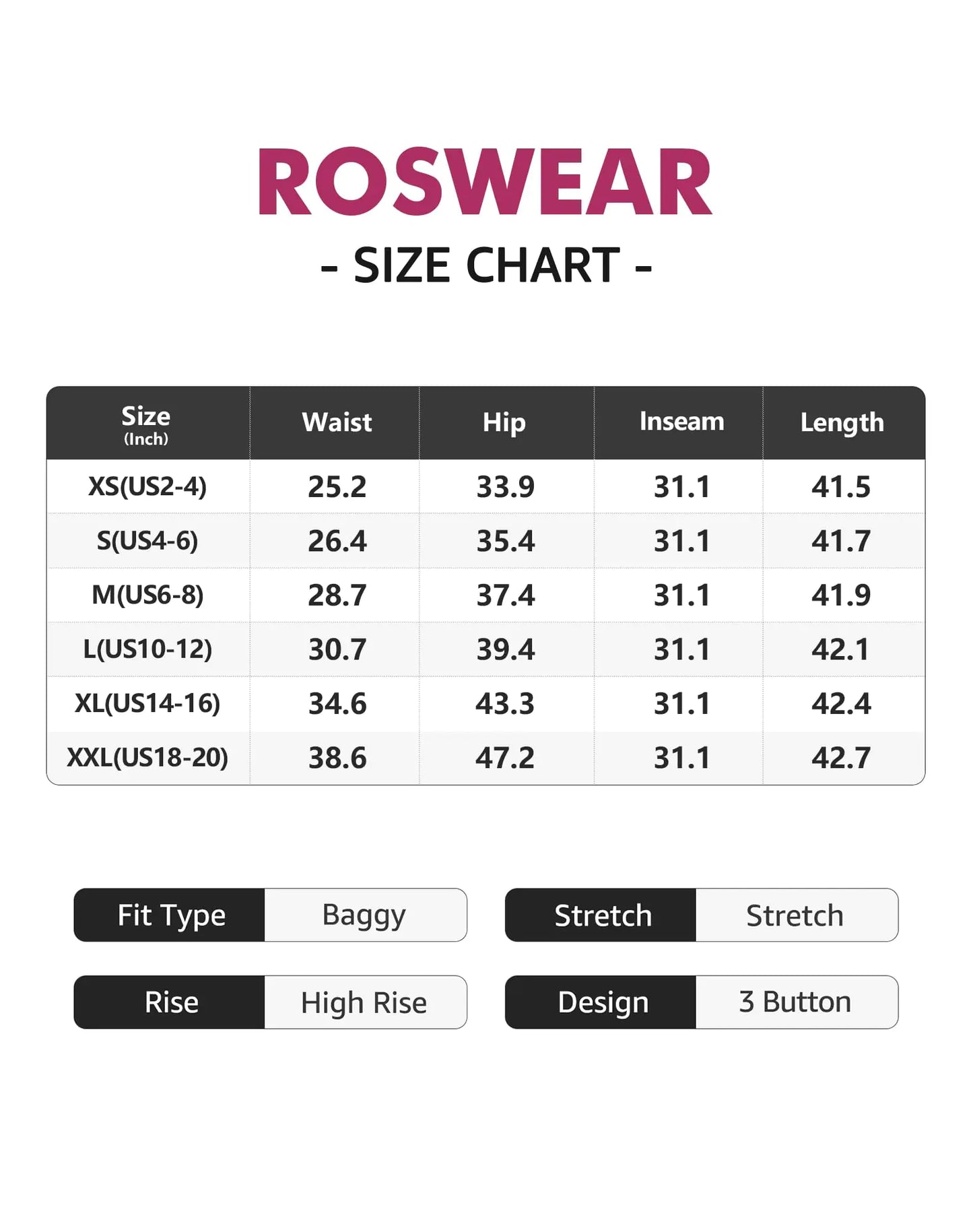 roswear Women's Wide Leg Jeans Casual High Waisted Stretch Baggy Loose Denim Pants X-Large Blue